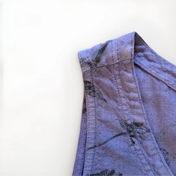 VTG Linen Maxi Dress Sz M Dressing Clio Cottagecore Beach Lagenlook Boho Purple - Picture 9 of 11